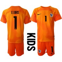 Fotballdrakt Barn Frankrike Hugo Lloris #1 Keeper Hjemmedraktsett VM 2022 Kortermet (+ Korte bukser)